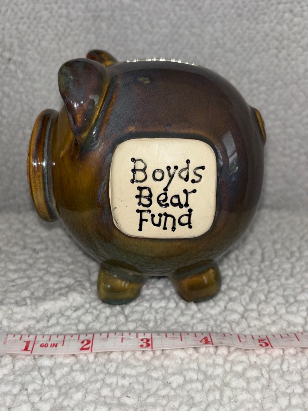 Boyds Bears Brown and Cream Ceramic Savings Piggy Bank - Picture 2 of 9